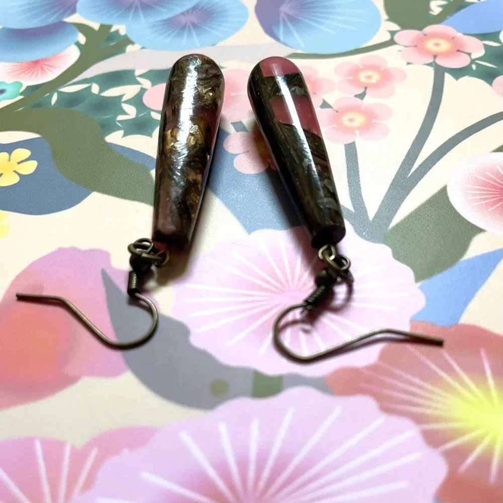 🦄 ⚡️💜  SALE vintage modern acrylic lucite drop earrings art teacher bohemia